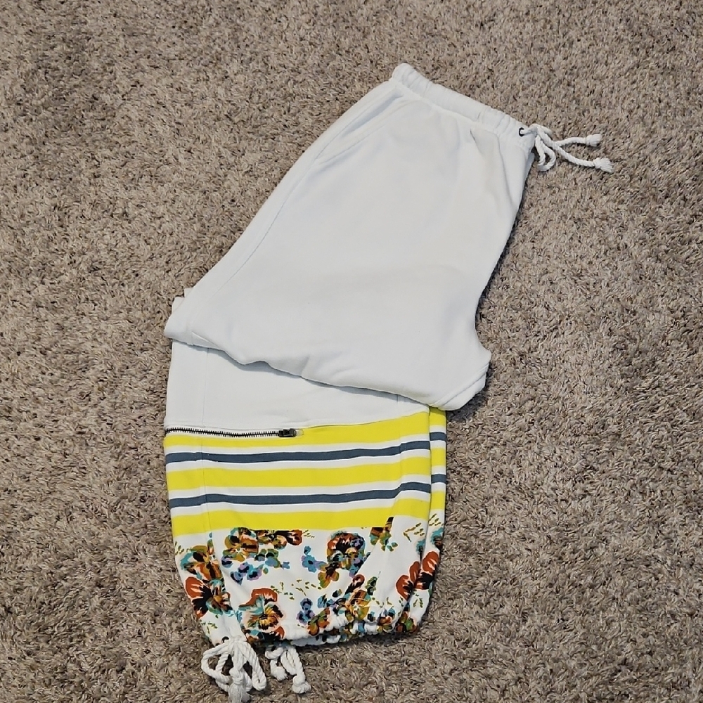 Free People White and Yellow Track Pants